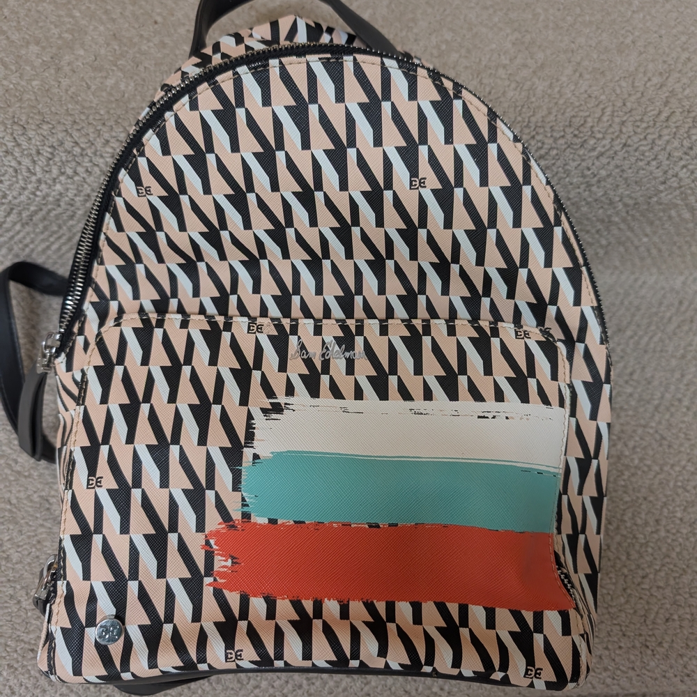 Sam Edelman Black and Tan Patterned Backpack